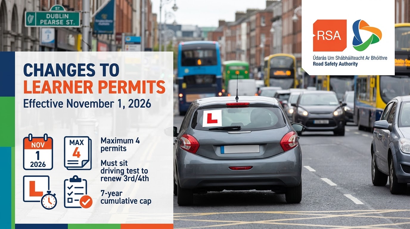 Major Changes Announced for Learner Permit Holders in Ireland Effective November 1, 2026
